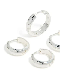 Waterproof Stainless Steel Thick Large & Mini Hoop Earrings 2-Pack