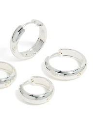 Waterproof Stainless Steel Thick Large & Mini Hoop Earrings 2-Pack