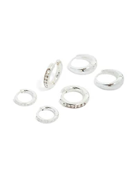 Boucles d’oreilles étanches en acier inoxydable de base, Pavé & Huggie Plain pack 3-pack