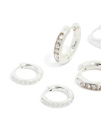 Boucles d’oreilles étanches en acier inoxydable de base, Pavé & Huggie Plain pack 3-pack