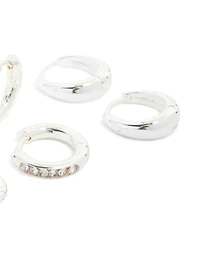 Boucles d’oreilles étanches en acier inoxydable de base, Pavé & Huggie Plain pack 3-pack