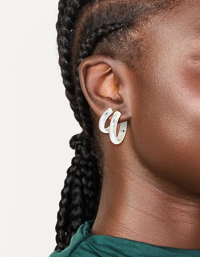 Waterproof Stainless Steel Thick Hoop Earrings 2-Pack