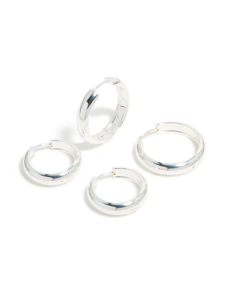 Waterproof Stainless Steel Thick Hoop Earrings 2-Pack