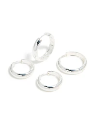 Waterproof Stainless Steel Thick Hoop Earrings 2-Pack