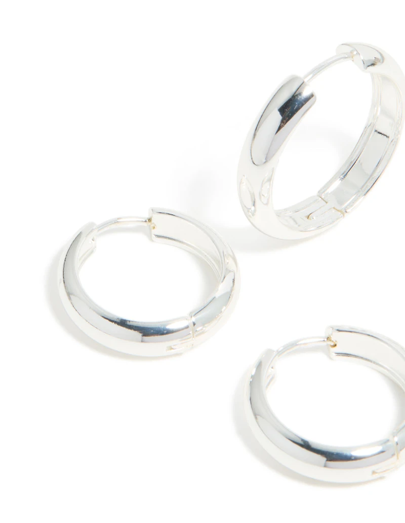 Waterproof Stainless Steel Thick Hoop Earrings 2-Pack