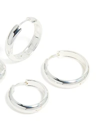 Waterproof Stainless Steel Thick Hoop Earrings 2-Pack