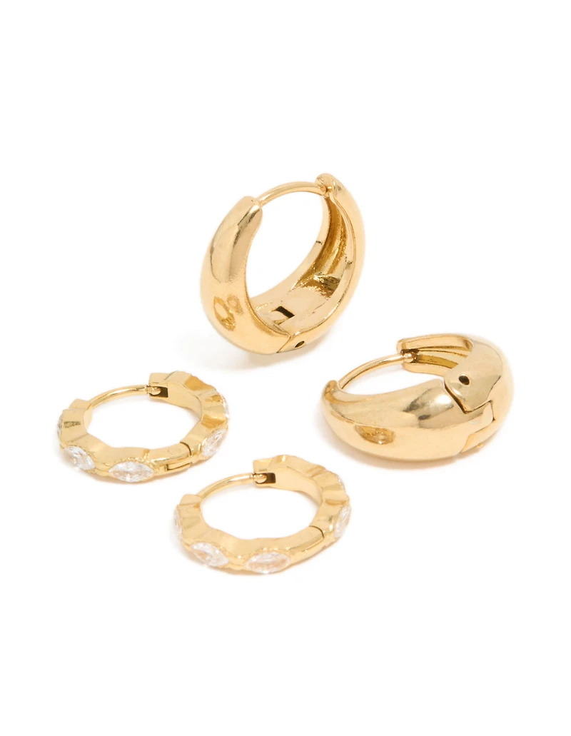Boucles d’oreilles à clic en acier inoxydable, épaisses en acier inoxydable, épaisses, étanchées, paquets de 2