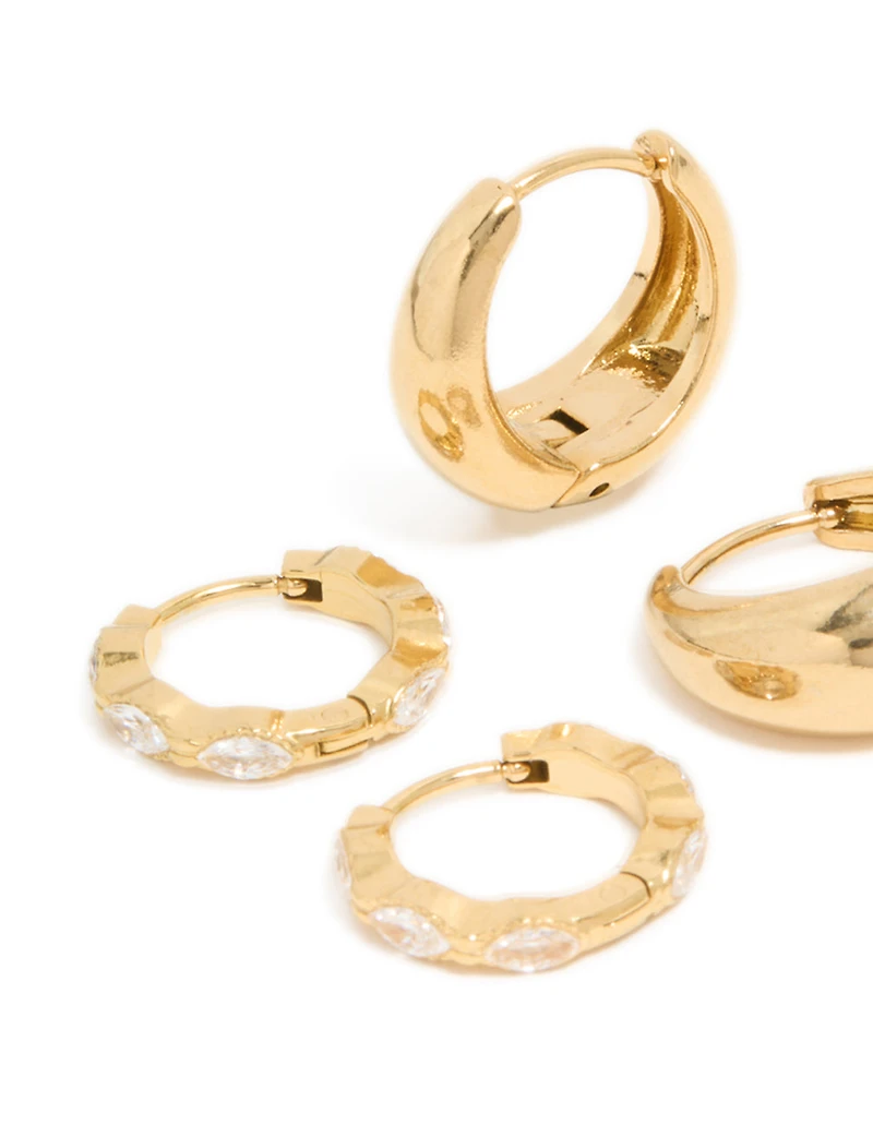 Boucles d’oreilles à clic en acier inoxydable, épaisses en acier inoxydable, épaisses, étanchées, paquets de 2