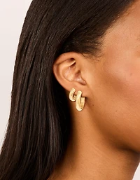 Waterproof Gold Plated Stainless Steel Thick Small & Large Hoop Earrings 2-Pack