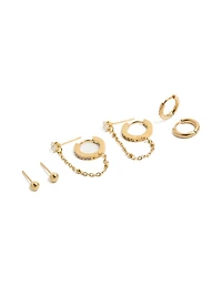 Clous et boucles d’oreilles en acier inoxydable plaqués or étanches en paquet de 4