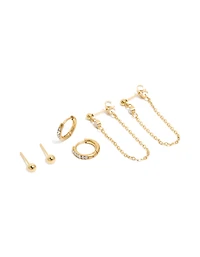 Boucles d’oreilles étanches en lunette en acier inoxydable plaquées or en paquet de 3