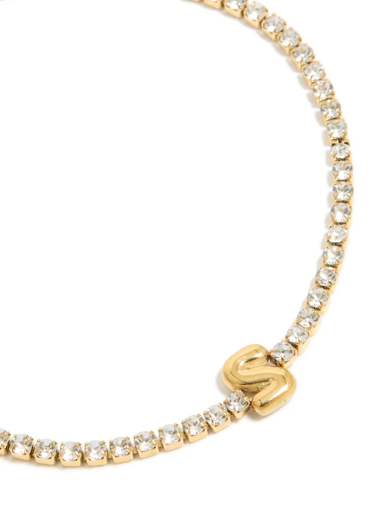 Bracelet de tennis en zircone cubique en zircone plaqué or et imperméable