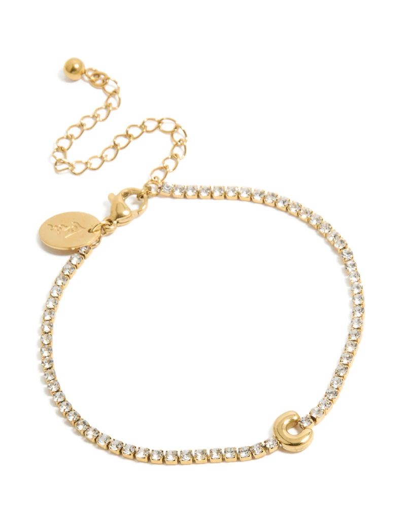 Bracelet de tennis en zircone cubique en zircone plaqué or et imperméable