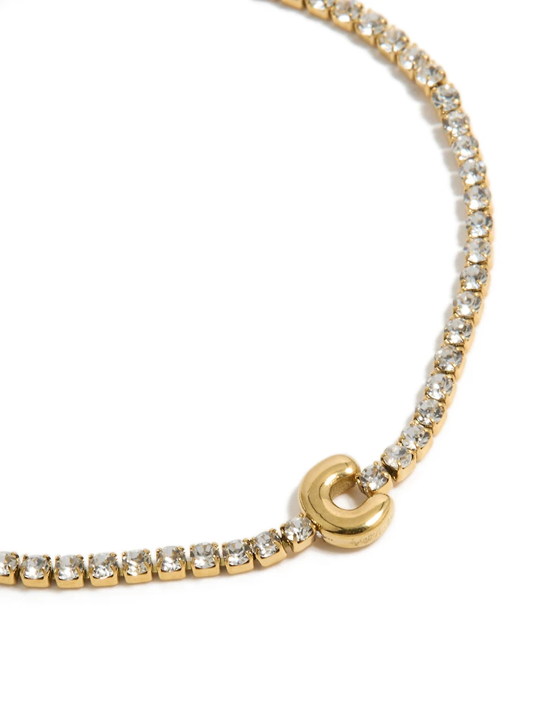 Bracelet de tennis en zircone cubique en zircone plaqué or et imperméable