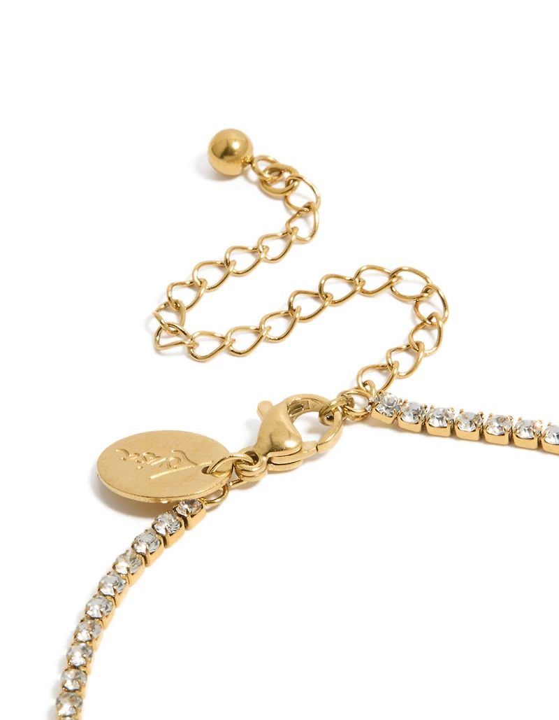 Bracelet de tennis en zircone cubique en zircone plaqué or et imperméable