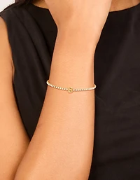 Bracelet de tennis en zircone cubique en acier inoxydable imperméable plaqué or avec la lettre B