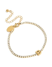Bracelet de tennis en zircone cubique en acier inoxydable imperméable plaqué or avec la lettre B