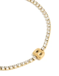 Bracelet de tennis en zircone cubique en acier inoxydable imperméable plaqué or avec la lettre B