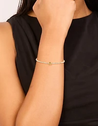 Waterproof Gold Plated Stainless Steel Cubic Zirconia Letter A Tennis Bracelet