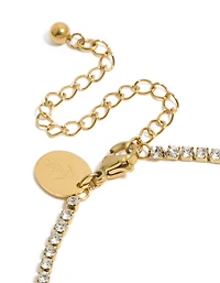 Waterproof Gold Plated Stainless Steel Cubic Zirconia Letter A Tennis Bracelet