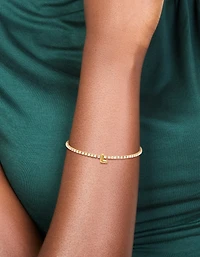 Waterproof Gold Plated Stainless Steel Cubic Zirconia Tennis Letter L Bracelet