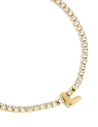 Waterproof Gold Plated Stainless Steel Cubic Zirconia Tennis Letter L Bracelet