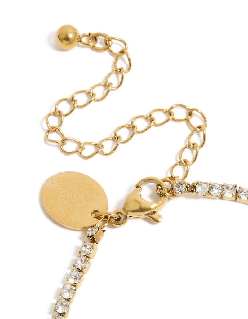 Waterproof Gold Plated Stainless Steel Cubic Zirconia Tennis Letter L Bracelet