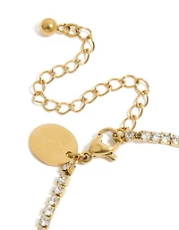 Waterproof Gold Plated Stainless Steel Cubic Zirconia Tennis Letter L Bracelet