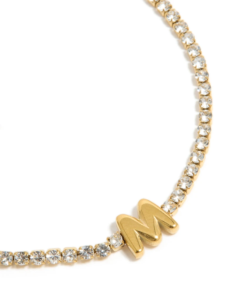 Bracelet de tennis en zircone cubique en acier inoxydable plaqué or et imperméable
