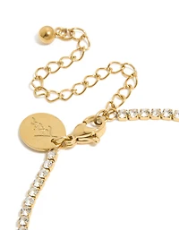 Bracelet de tennis en zircone cubique en acier inoxydable plaqué or et imperméable