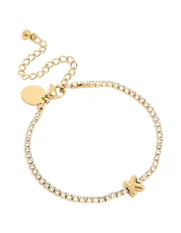 Bracelet de tennis imperméable en acier inoxydable plaqué or avec la lettre K