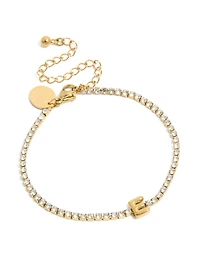 Waterproof Gold Plated Stainless Steel Cubic Zirconia  Tennis Letter E Bracelet