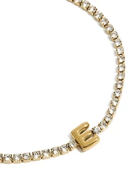 Waterproof Gold Plated Stainless Steel Cubic Zirconia  Tennis Letter E Bracelet
