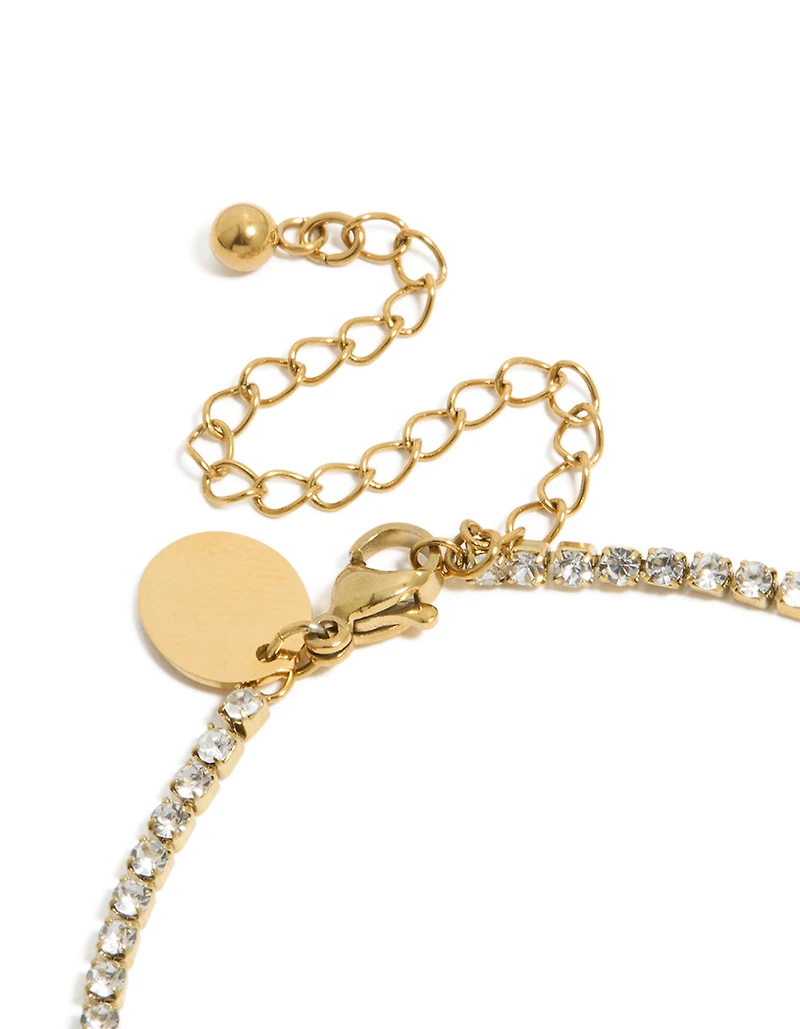 Waterproof Gold Plated Stainless Steel Cubic Zirconia  Tennis Letter E Bracelet