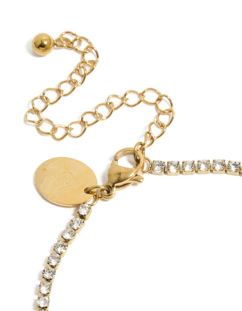 Bracelet de tennis en zircone cubique en acier inoxydable, étanche, plaqué or