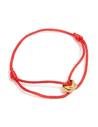 Waterproof Gold Plated Stainless Steel & Red Cord Adjustable Bracelet
