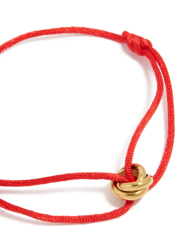 Waterproof Gold Plated Stainless Steel & Red Cord Adjustable Bracelet