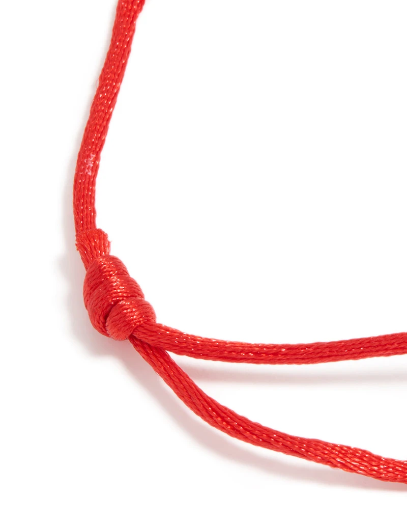 Waterproof Gold Plated Stainless Steel & Red Cord Adjustable Bracelet