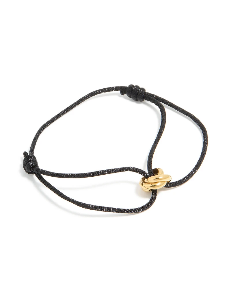 Waterproof Gold Plated Stainless Steel & Black Cord Adjustable Bracelet