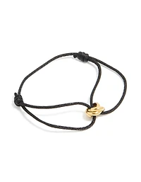 Waterproof Gold Plated Stainless Steel & Black Cord Adjustable Bracelet