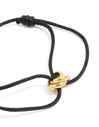 Waterproof Gold Plated Stainless Steel & Black Cord Adjustable Bracelet