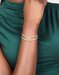 Waterproof Gold Plated Stainless Steel & Light Blue Cord Adjustable Bracelet