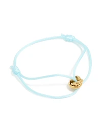Waterproof Gold Plated Stainless Steel & Light Blue Cord Adjustable Bracelet