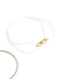 Ensemble de bracelets de tennis cubique en zircone blanc en acier inoxydable plaqué or et imperméable