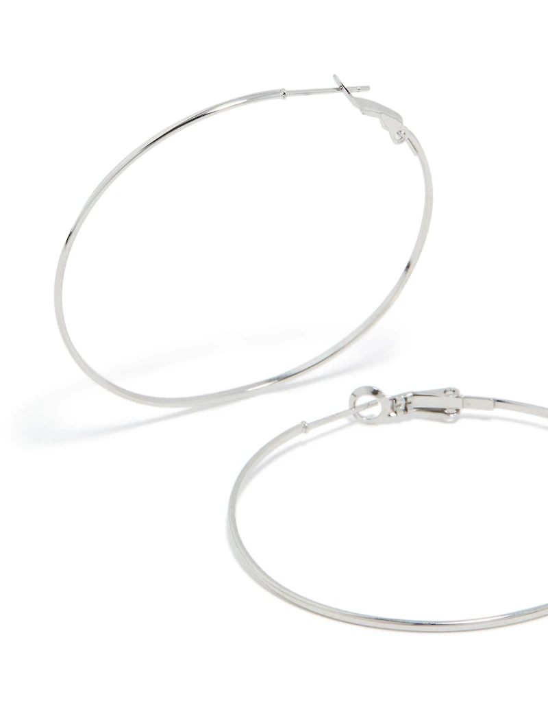 Surgical Steel Fine Hoop Earrings 50 MM