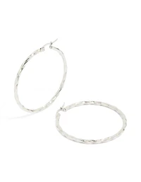 Surgical Steel Textured Hoop Earrings 40 MM