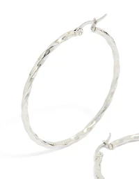 Surgical Steel Textured Hoop Earrings 40 MM