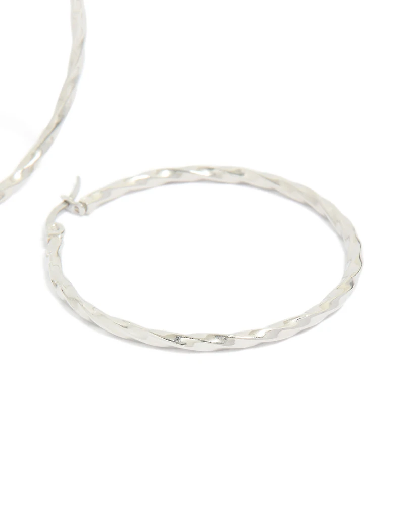 Surgical Steel Textured Hoop Earrings 40 MM