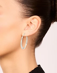 Surgical Steel Crossover Hoop Earrings 40 MM
