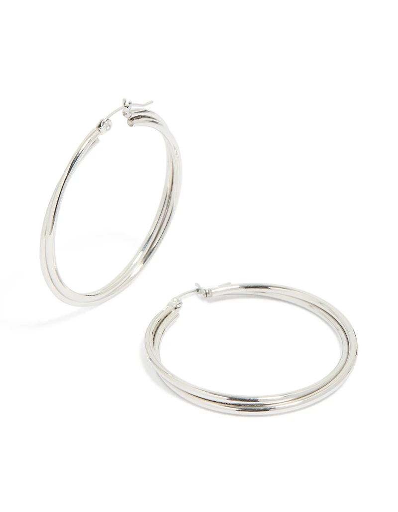 Surgical Steel Crossover Hoop Earrings 40 MM